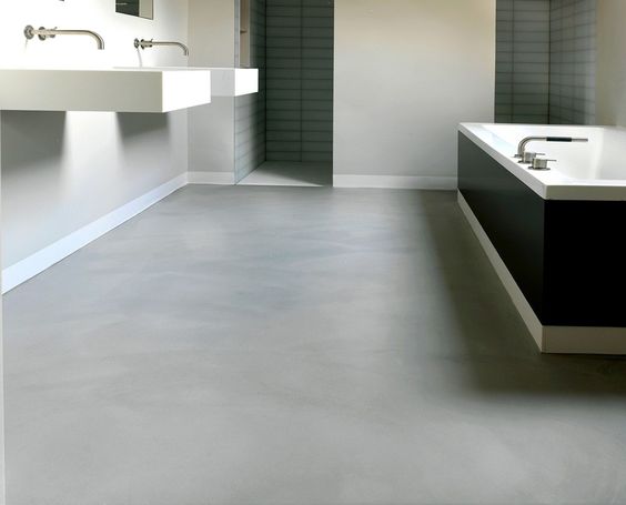 betonlook vloer lichtgrijs badkamer