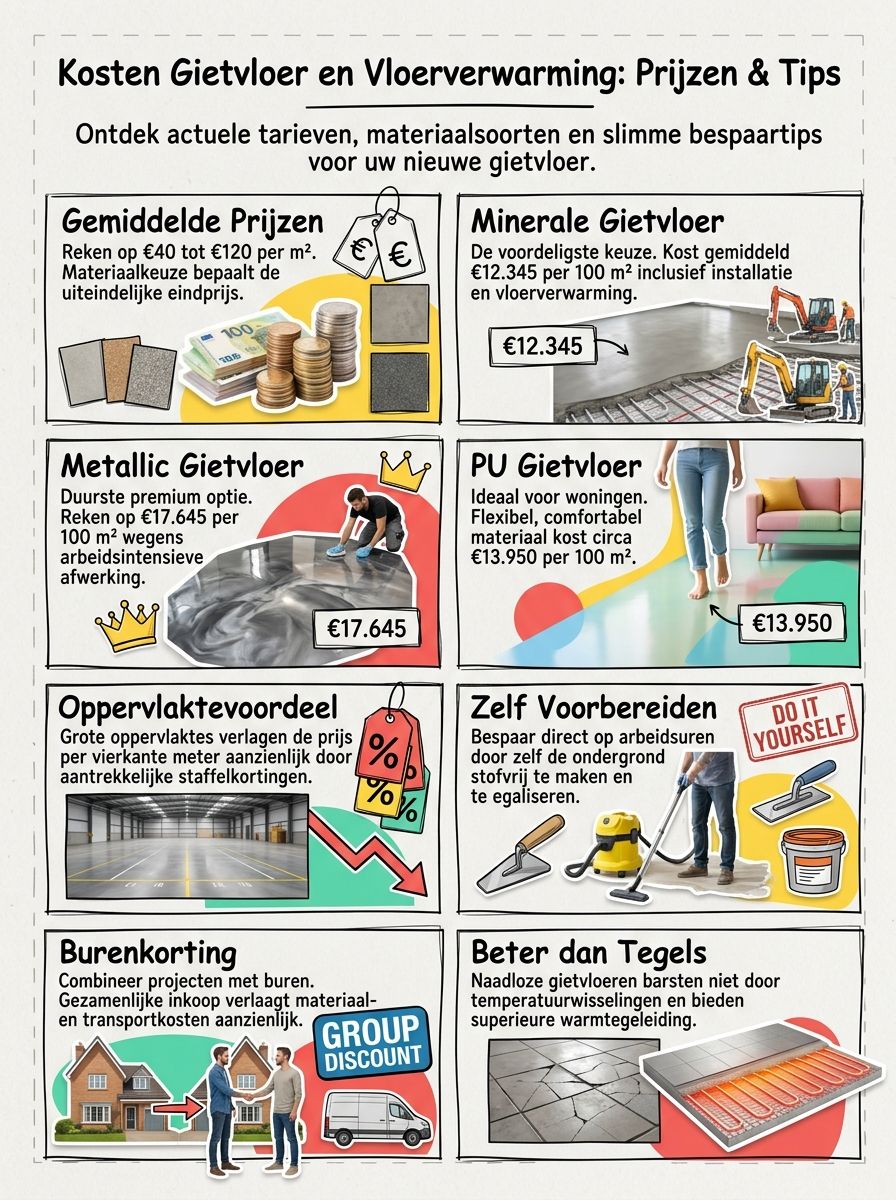 Infographic Kosten gietvloer met vloerverwarming Wat zijn de actuele prijzen en factoren