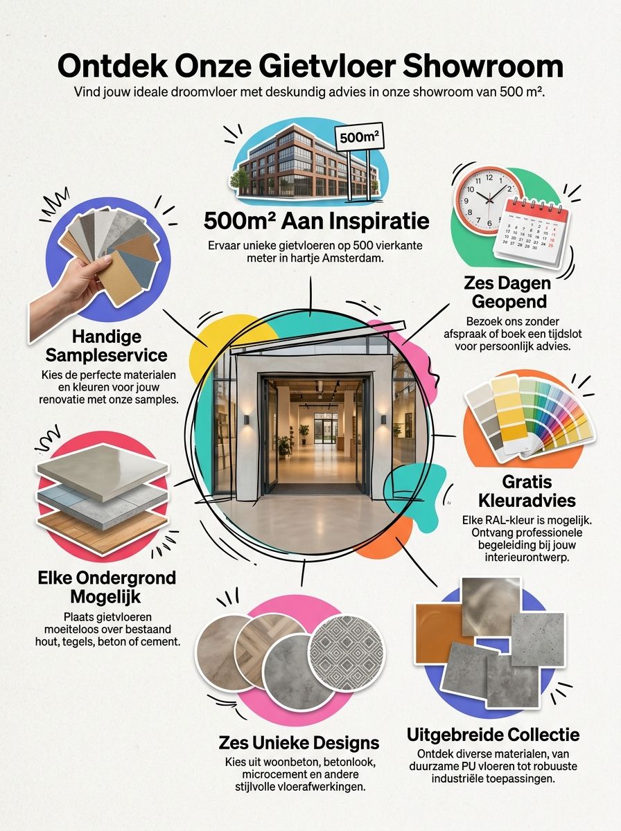Infographic Ontdek de mogelijkheden in onze gietvloer showroom inspiratie voor jouw ideale vloer