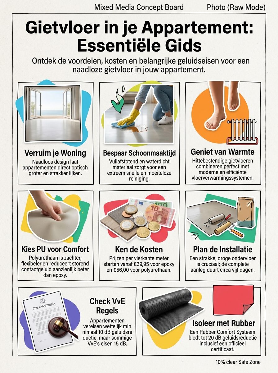 Infographic Voordelen en overwegingen van een gietvloer appartement alles wat je moet weten