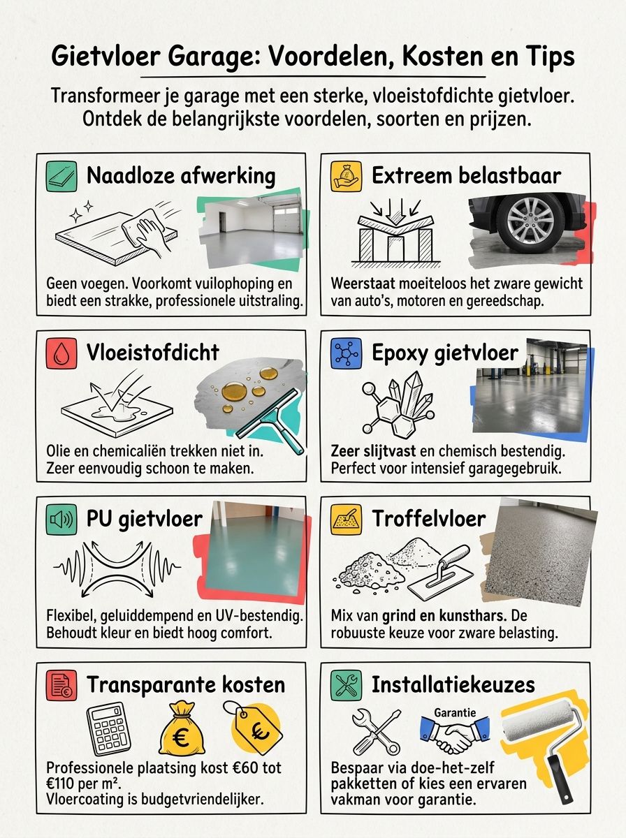 Gietvloer garage: voordelen, kosten en tips voor installatie Gietvloer garage: voordelen, kosten en tips voor installatie