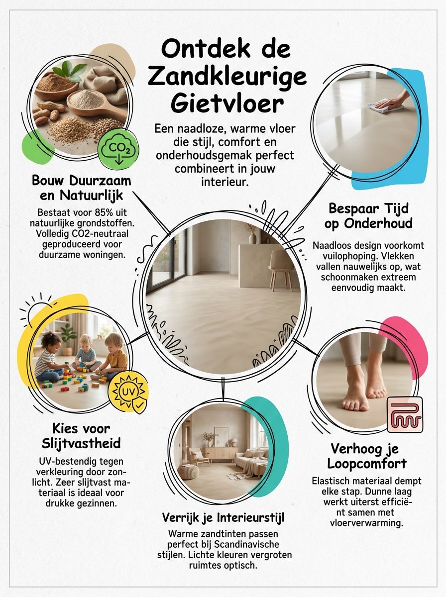 Voordelen van een zandkleurige gietvloer: Stijl, Comfort en Onderhoudsgemak
